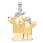 14k Two-tone The Kids Big Boy and Little Boy Engravable Love Charm