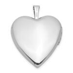 14k White Gold Diamond Satin and Diamond-cut Cross 20mm Heart Locket - Image 3