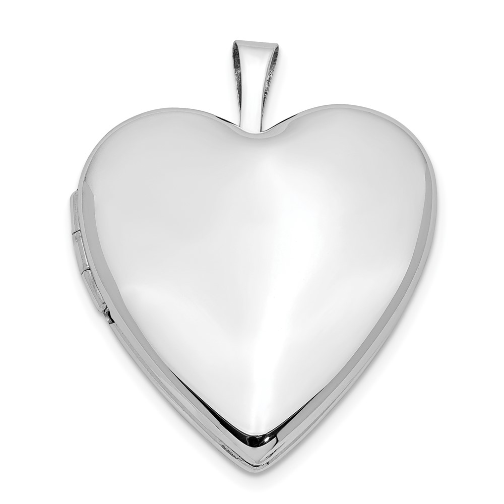 XL589.jpg 14K White Gold Polished Plain 20mm Heart Locket - Image 1