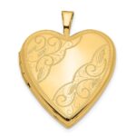 14k Polished Swirl Design 20mm Heart Locket