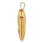 14K Pink and Green Enamel Rose 20mm Heart Locket - Image 2