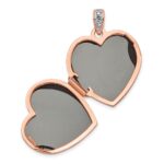 14k Rose Gold Diamond Vintage Filigree with Black Fabric Interior 18mm Heart Locket - Image 4