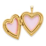 14K Satin and Polished Diamond Star 20mm Heart Locket - Image 4
