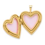 14K Polished Floral Design Diamond Center 20mm Heart Locket - Image 4