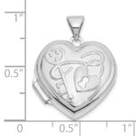14K White Gold Lock and Key Reverses to YOU HOLD THE KEY TO MY HEART 18mm Heart Locket - Image 2