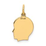 14k Plain Small .018 Gauge Facing Right Engravable Boy Head Charm - Image 4