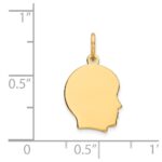 14k Plain Small .018 Gauge Facing Right Engravable Boy Head Charm - Image 3
