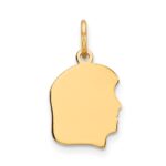 14k Plain Small .009 Gauge Facing Right Engravable Girl Head Charm