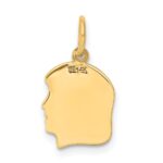 14k Plain Small .035 Gauge Facing Right Engravable Girl Head Charm - Image 4