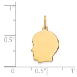 14k Plain Small .027 Gauge Facing Left Engravable Boy Head Charm - Image 2