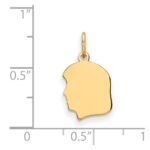14k Plain Small .018 Gauge Facing Left Engravable Girl Head Charm - Image 2