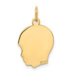 14k Plain Medium .035 Gauge Facing Right Engravable Boy Head Charm - Image 3