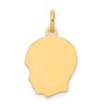 14k Plain Medium .018 Gauge Facing Left Engravable Boy Head Charm
