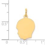 14k Plain Medium .011 Gauge Facing Left Engravable Boy Head Charm - Image 2