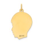 14k Plain Medium .035 Gauge Facing Right Engravable Boy Head Charm - Image 3