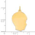 14k Plain Medium .027 Gauge Facing Right Engravable Boy Head Charm - Image 2