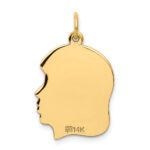 14k Plain Medium .035 Gauge Facing Right Engravable Girl Head Charm - Image 3
