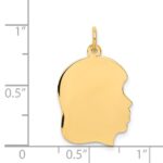 14k Plain Medium .018 Gauge Facing Right Engravable Girl Head Charm - Image 2