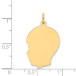 14k Plain Medium .027 Gauge Facing Left Engravable Boy Head Charm - Image 2