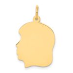 14k Plain Medium .013 Gauge Facing Left Engravable Girl Head Charm
