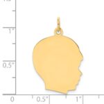 14k Plain Large .027 Gauge Facing Right Engravable Boy Head Charm - Image 2
