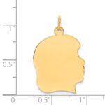 14k Plain Large .013 Gauge Facing Right Engravable Girl Head Charm - Image 2