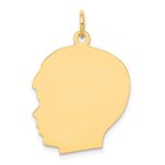 14k Plain Large .013 Gauge Facing Left Engravable Boy Head Charm