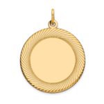 14k Etched Design Edge .027 Gauge Round Engravable 22mm Disc Charm