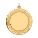 14k Etched Design Edge .027 Gauge Round Engravable 33mm Disc Charm