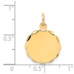 14k Etched Edge .018 Gauge Engravable Round Scalloped 18x15mm Disc Charm - Image 3