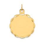 14k Etched Edge .035 Gauge Engravable Round Scalloped 22x19mm Disc Charm