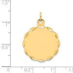14k Etched Edge .018 Gauge Engravable Round Scalloped 22x19mm Disc Charm - Image 2