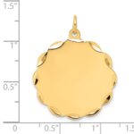 14k Etched Edge .035 Gauge Engravable Round Scalloped 28x26mm Disc Charm - Image 2