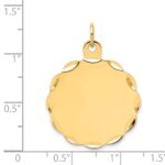 14k Etched Edge .013 Gauge Engravable Round Scalloped 26x24mm Disc Charm - Image 2