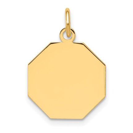14k Plain .009 Gauge Engravable Octagonal 17x15mm Disc Charm