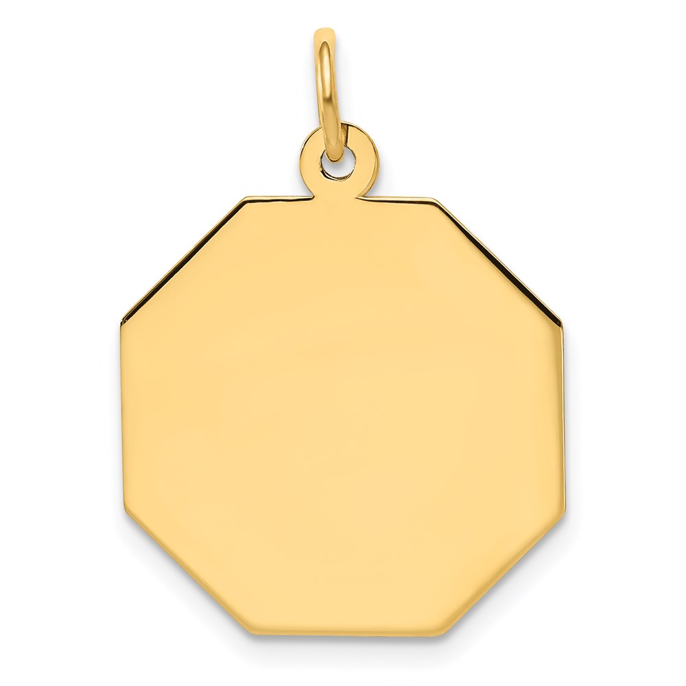 XM181-2.jpg 14k Plain .018 Gauge Engravable Octagonal 21x19mm Disc Charm - Image 1