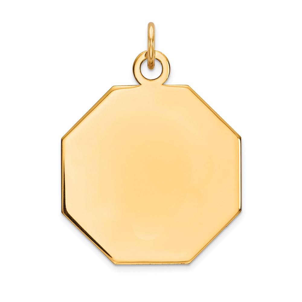 XM182-1.jpg 14k Plain .027 Gauge Engravable Octagonal 23x21mm Disc Charm - Image 1