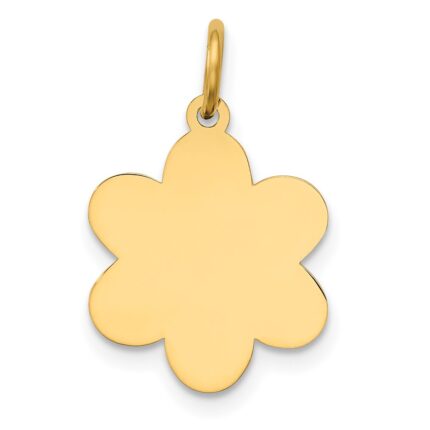 14k Plain .018 Gauge Engravable Flower 16x12mm Disc Charm