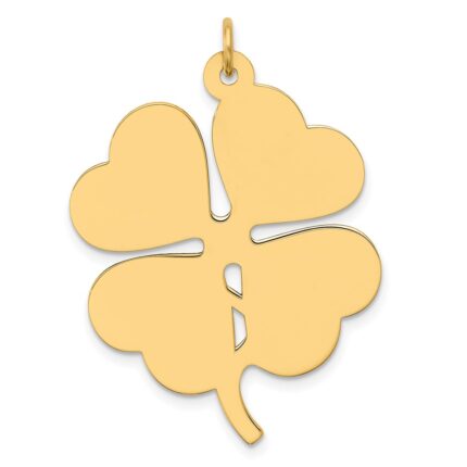 14k Plain .018 Gauge Engravable Clover 34x27mm Disc Charm