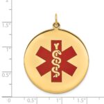 14k 32mm Round Red Enameled Medical Jewelry Pendant - Image 3