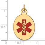 14k 23x16.5mm Oval Red Enameled Medical Jewelry Pendant - Image 2