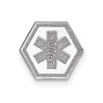 14k White Gold 9.5mm Hexagon Non-enameled Attachable Medical Jewelry Emblem