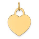 14k Plain .013 Gauge Engravable Heart 19x15mm Disc Charm