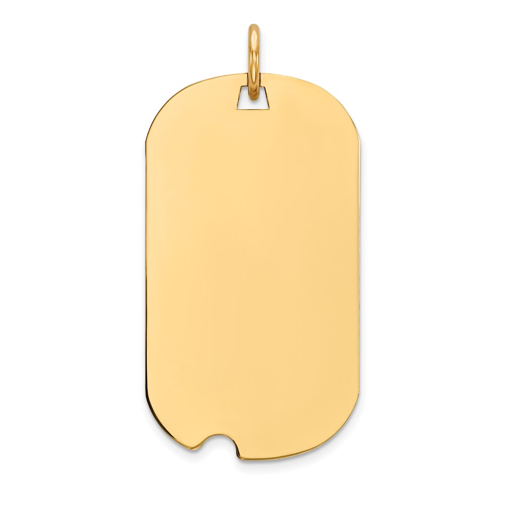 XM561-1.jpg 14k Plain .011 Gauge Engraveable 27x15mm Dog Tag with Notch Disc Charm - Image 1