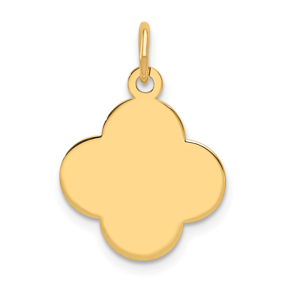 XM620.jpg 14k Plain .018 Gauge Engravable Quatrefoil 17x15mm Disc Charm - Image 1