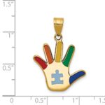 14k Enameled Autism with Puzzle Piece Handprint Pendant - Image 3
