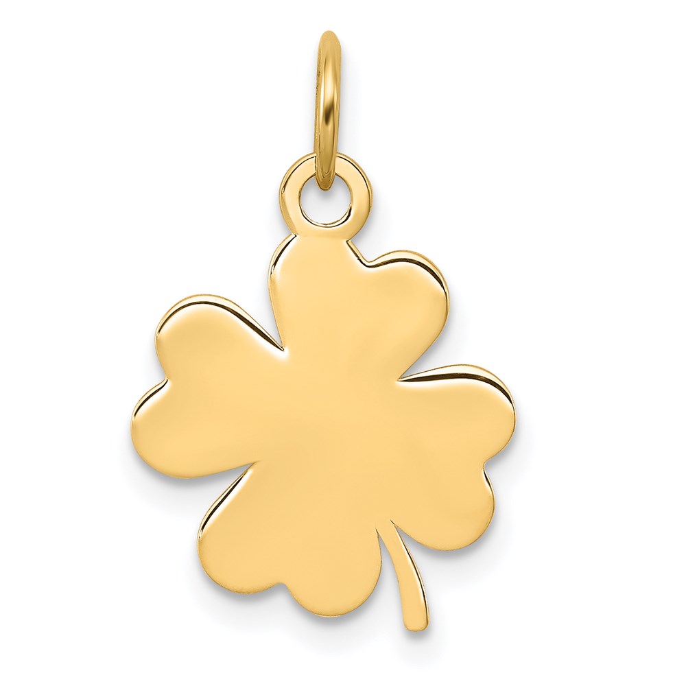 XM635.jpg 14k Plain .018 Gauge Engravable Clover 16x13mm Disc Charm - Image 1