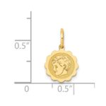 14k Boy Head on .009 Gauge 10mm Engravable Scalloped Disc Charm - Image 3