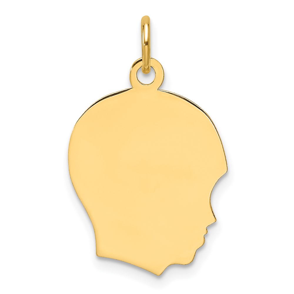 XM661-1.jpg 14k Plain Medium .011 Gauge Facing Right Engravable Boy Head Charm - Image 1