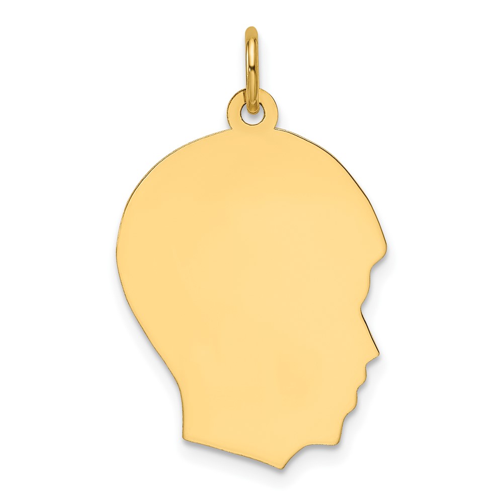 XM663.jpg 14k Plain Medium .009 Gauge Facing Right Engravable Boy Head Charm - Image 1